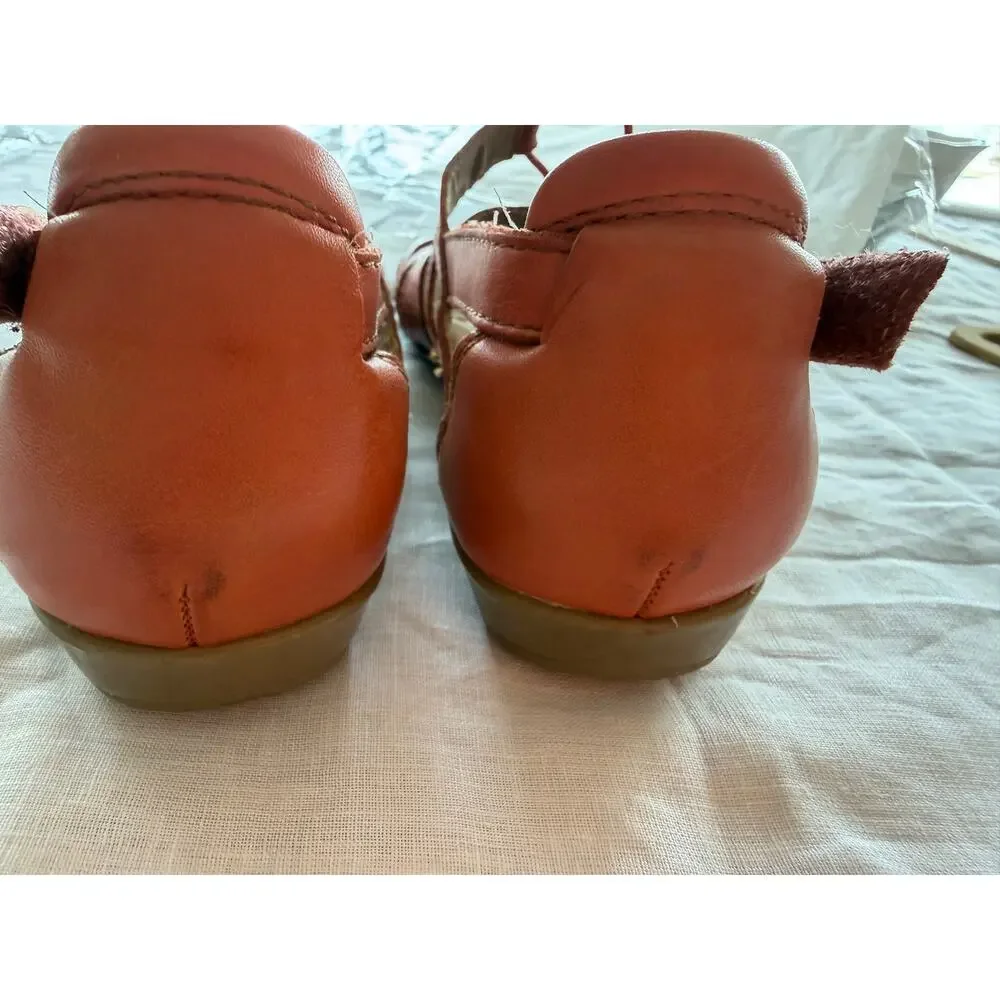 Earth Origins Belder Bea Women’s Size 9 Orange Leather Fisherman Comfort Sandals